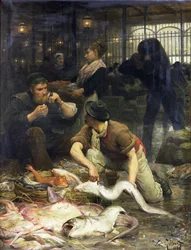 O mercado de peixe na manhã de 1880